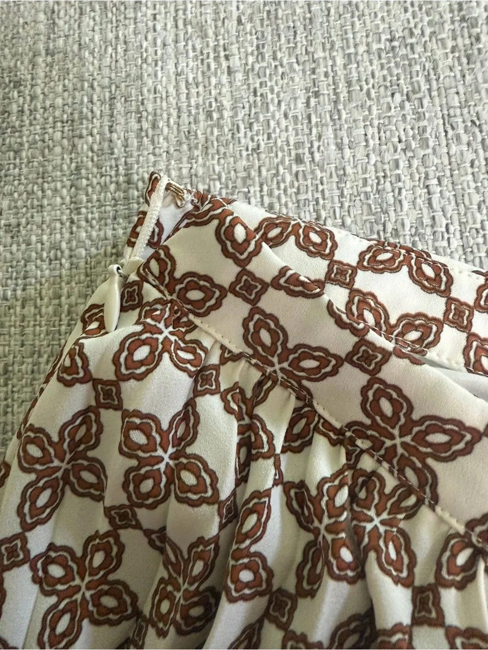 J.Crew Geometric Print Pleated Skirt Plus Size 22 Lined Brown Ivory